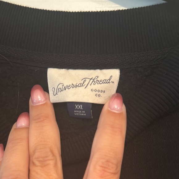 Universal Thread Women's Black Crew Neck Sweatshirt with Cheers Embroidery - Picture 2 of 6